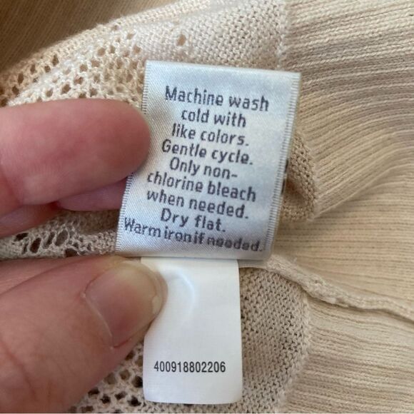 Lauren Conrad Long Cardigan Crochet Knit Cream Long Sleeve Buttons Women's Small - Picture 7 of 7